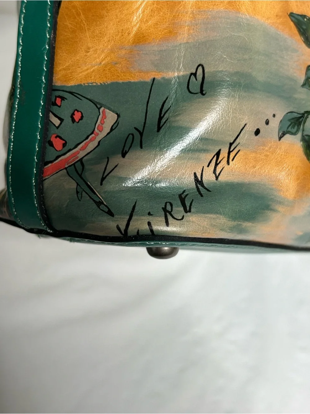 Patricia Nash Irving Beautiful Girl Convertible Leather Crossbody Bag Teal Green